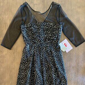 JS Collections Black Mesh Embroidered Sequin Cocktail Dress - Size 8